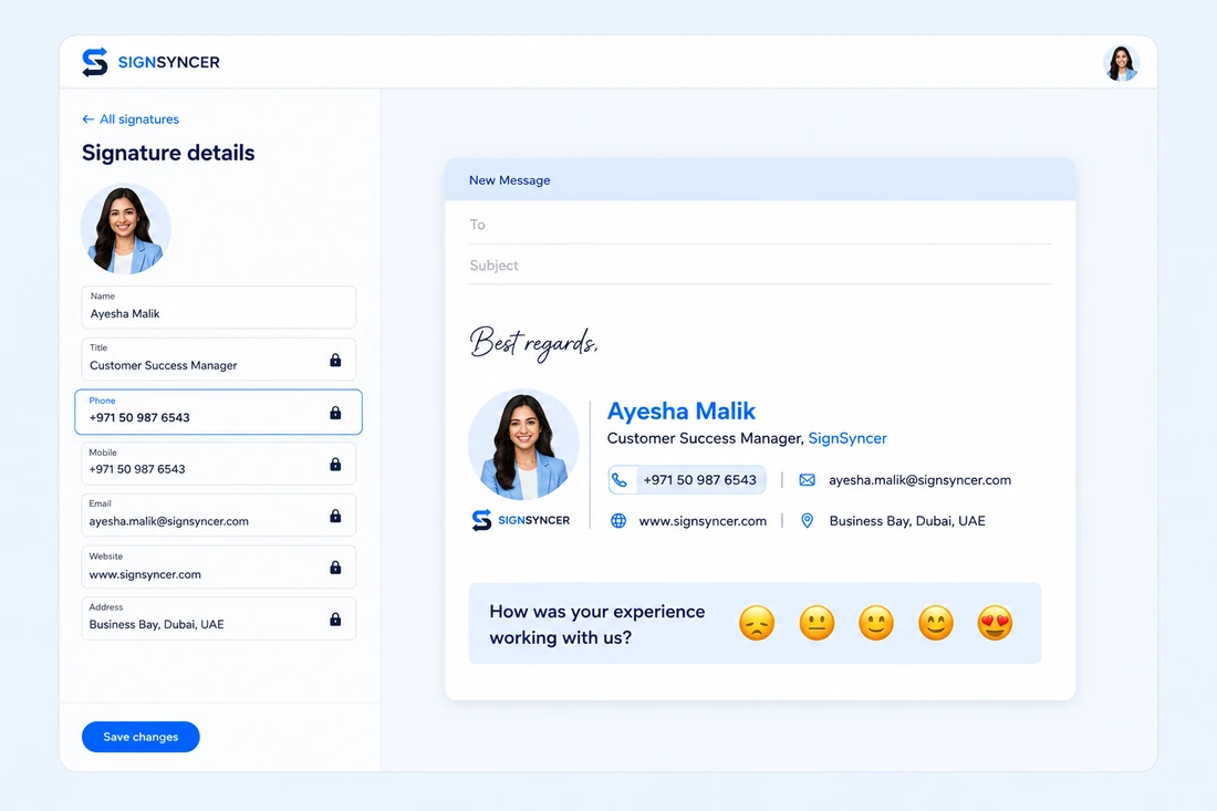 SignSyncer Employee Hub: locked signature fields with live preview